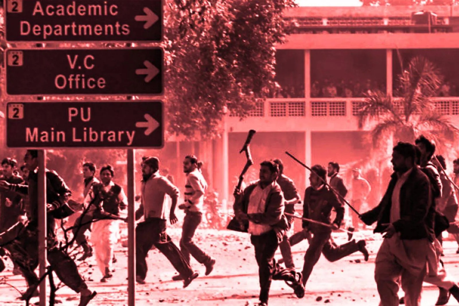 Students during Clashes At PU