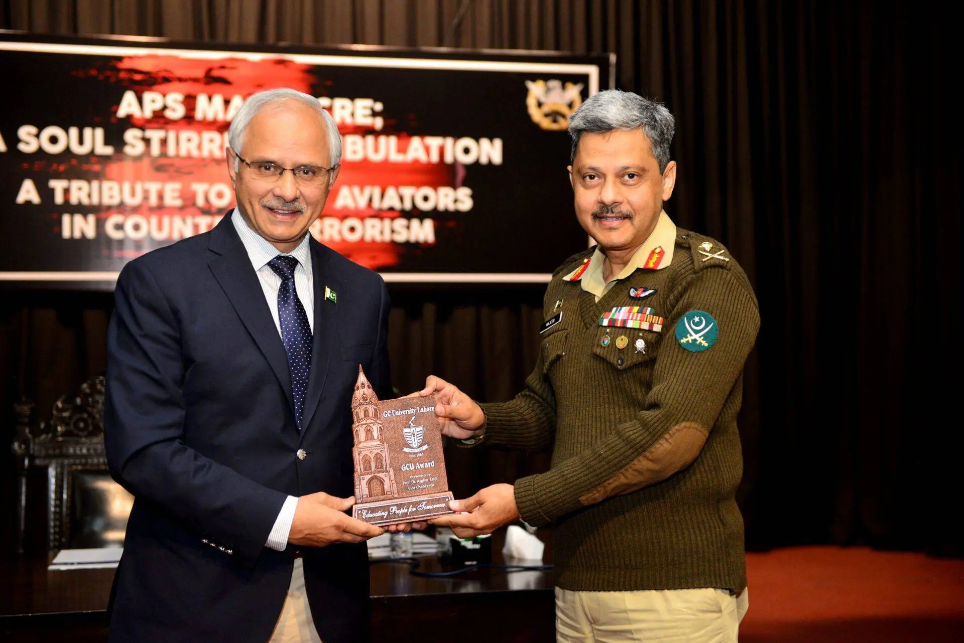 Maj Gen. Syed Najeeb Ahmed addresses a seminar at GCU